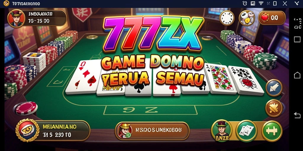 Tampilan gameplay menarik dari 777ZX yang menggambarkan suasana permainan Domino.