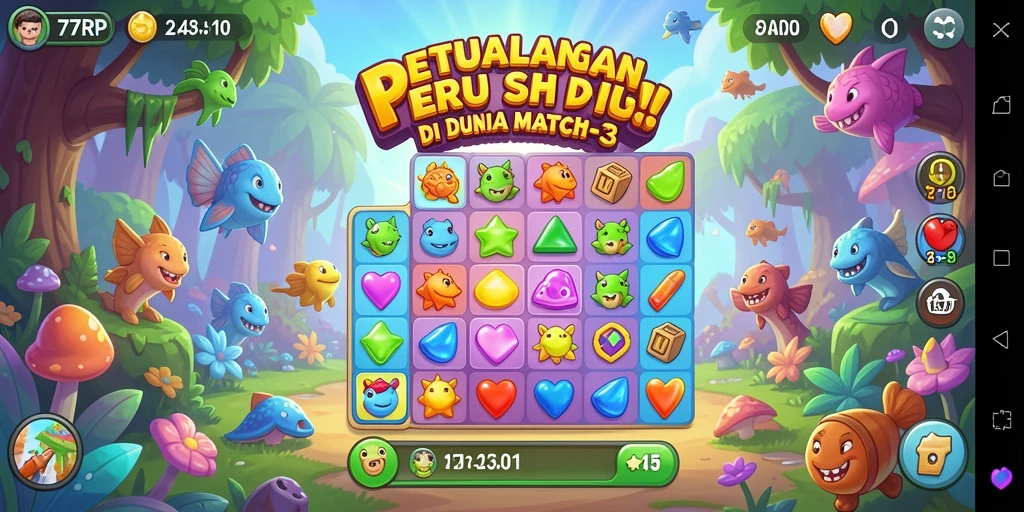 Screenshot menampilkan gameplay seru dari 77RP dalam genre Match-3.