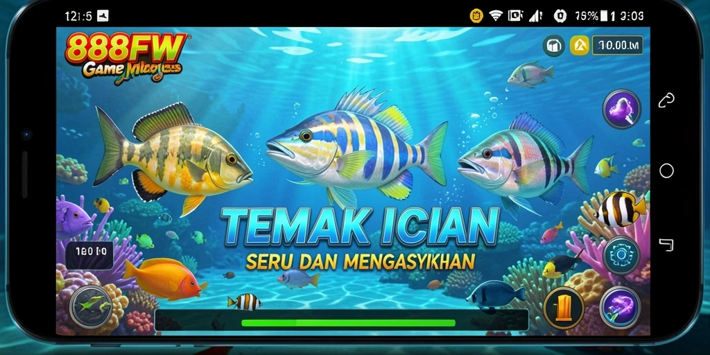 Tampilan gameplay seru dalam 888FW saat menembak ikan.