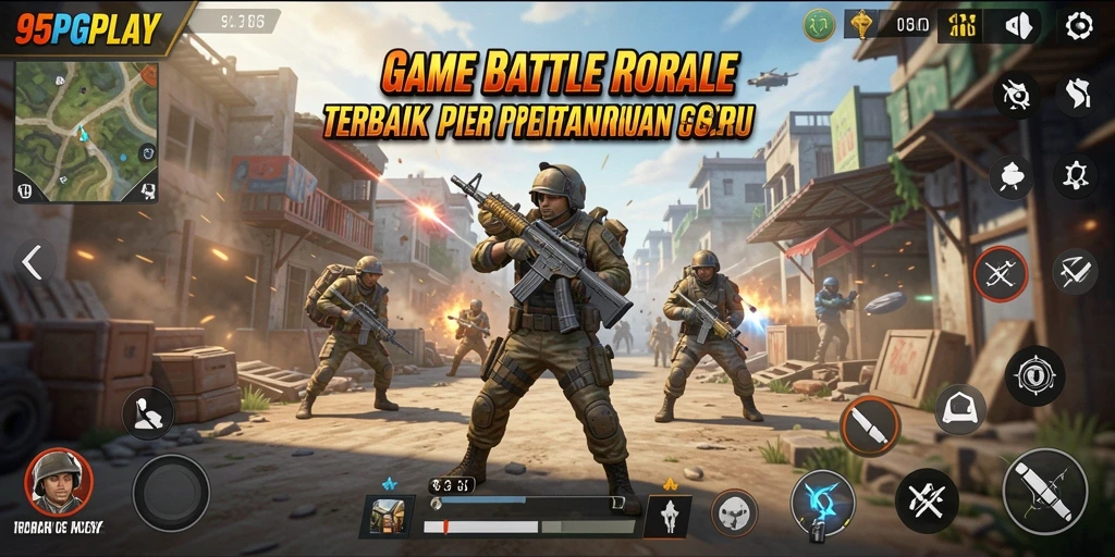 Tampilan intense dari gameplay Battle Royale di 95PGPLAY.