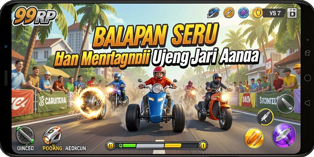 Tampilan gameplay balapan yang intens dan mendebarkan.