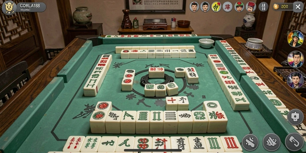 Tampilan permainan CORLA188 yang menarik dengan gameplay Mahjong yang menantang.