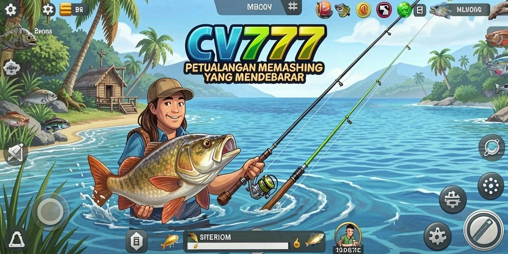 Screenshot dari gameplay CV777 menampilkan aksi memancing yang seru.