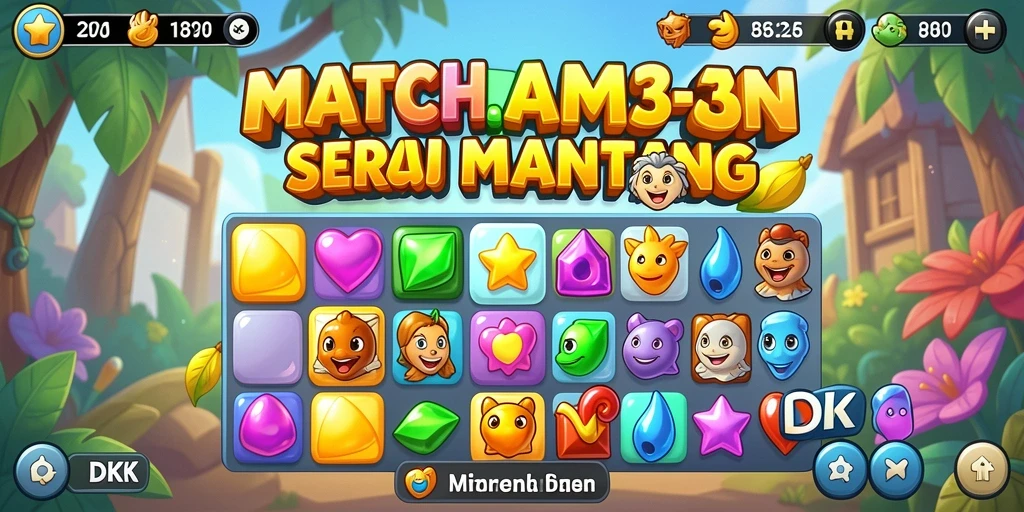 Screenshot utama DKK menampilkan gameplay Match-3 yang menarik dan penuh warna.