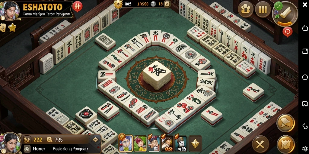 Tampilan gameplay ESHATOTO dengan ubin Mahjong yang menarik.