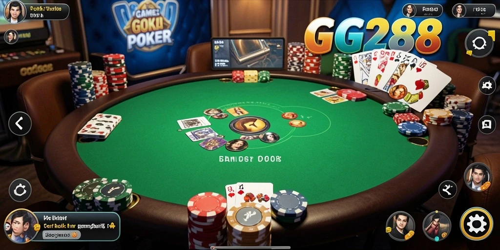 Screenshot gameplay GG288 menampilkan suasana poker yang seru dan interaktif.