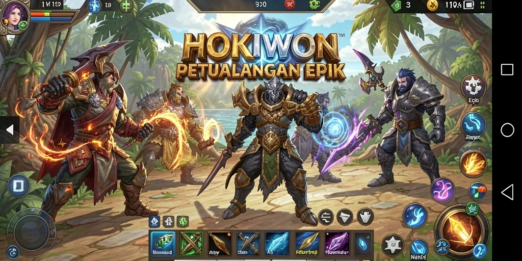 Tampilan gameplay HOKIWON dengan pertarungan seru antar pemain.