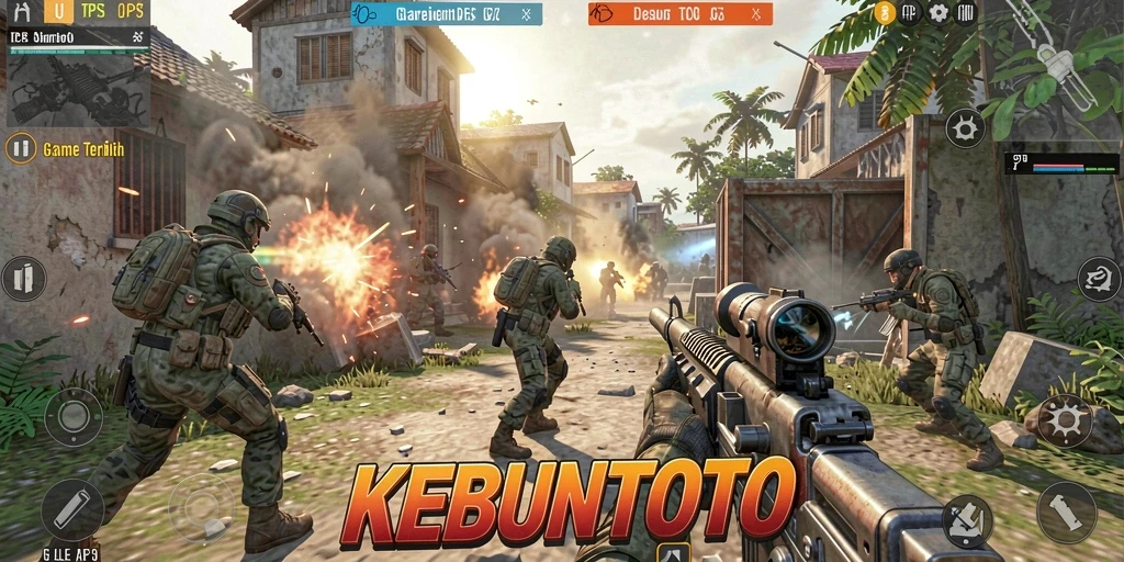 Tampilan gameplay KEBUNTOTO menampilkan aksi mendebarkan dari pertempuran intens.
