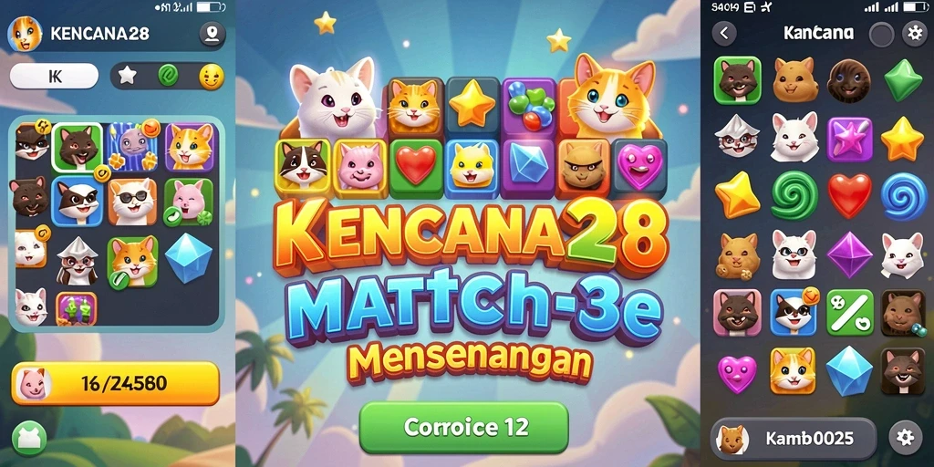 Screenshot gameplay KENCANA28 menampilkan aksi seru dalam mencocokkan elemen.