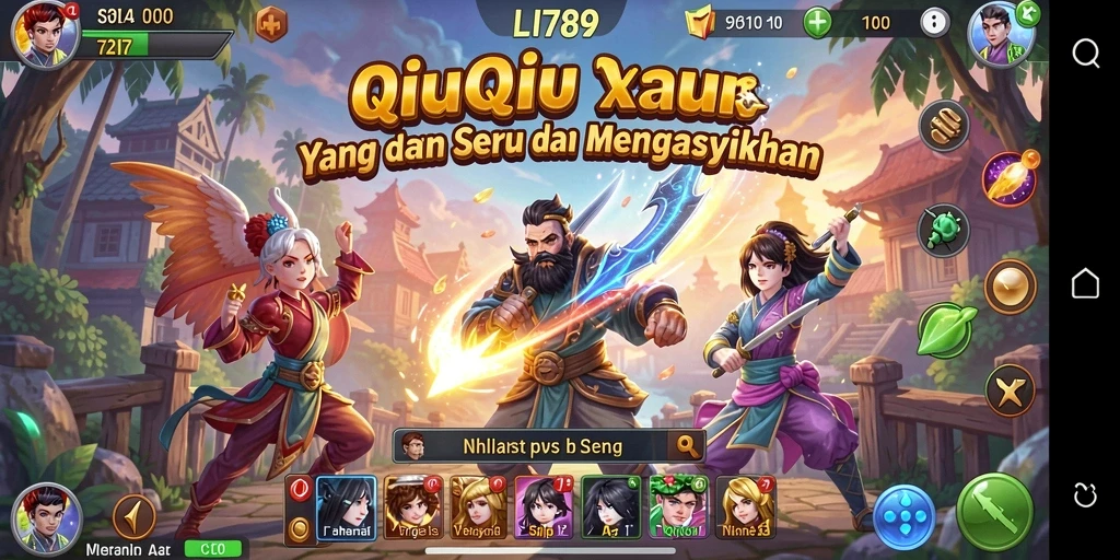 Tampilan gameplay QiuQiu yang penuh aksi dan seru.