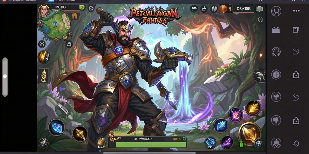 Menggambarkan pertarungan seru dalam gameplay MG108.