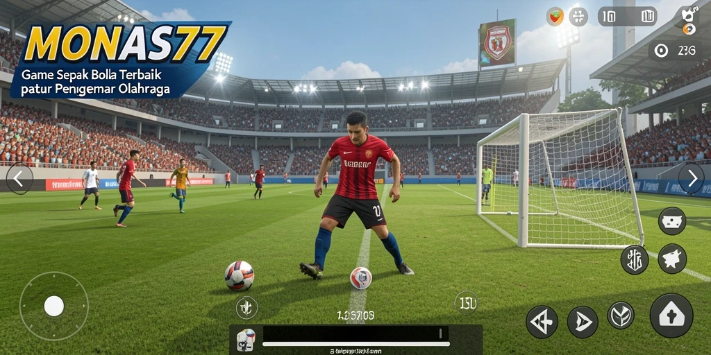 Screenshot utama MONAS77 menampilkan pertandingan sepak bola yang mendebarkan.