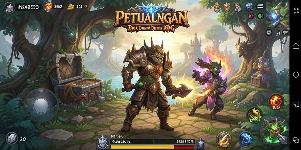 Tampilan gameplay NX303 menunjukkan pertarungan seru dalam dunia RPG yang epik.