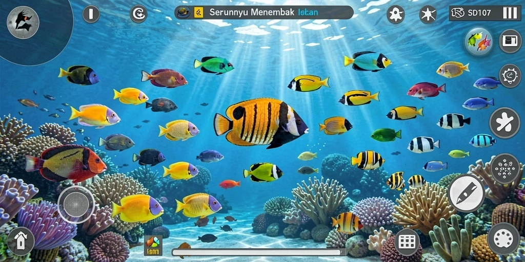 Tampilan gameplay seru menembak ikan di SD107.