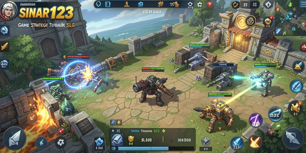 Tangkapan layar gameplay SINAR123 menunjukkan strategi pertempuran yang seru.
