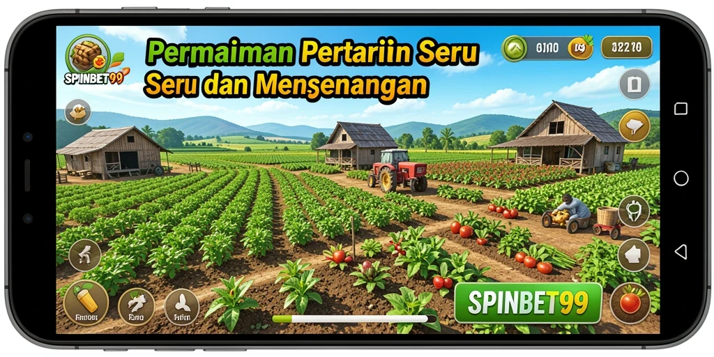 Tampilkan gameplay seru SPINBET99 di ladang pertanian.