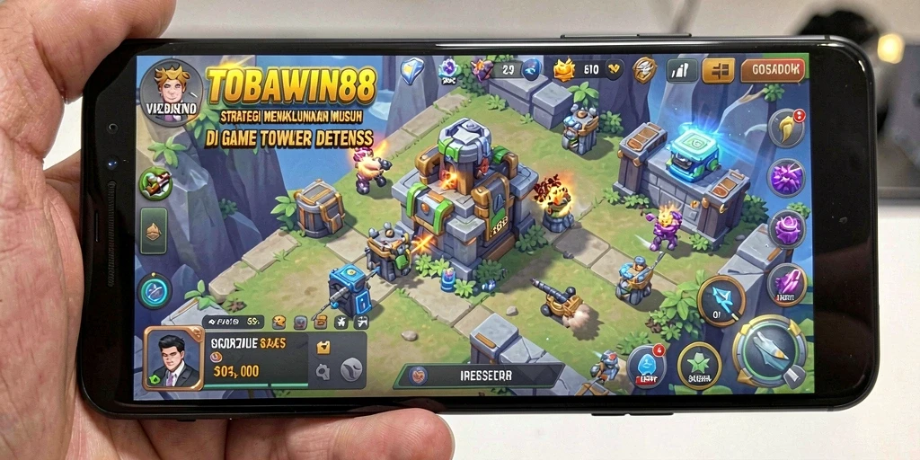 Gameplay seru TOBAWIN88 saat melawan gelombang musuh.