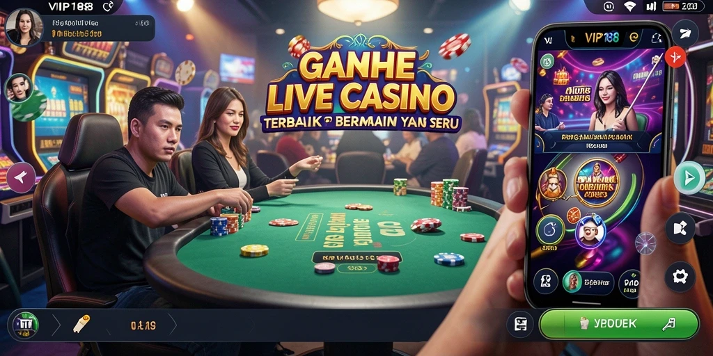 Gameplay langsung VIP188 menampilkan dealer profesional dan permainan kasino seru.