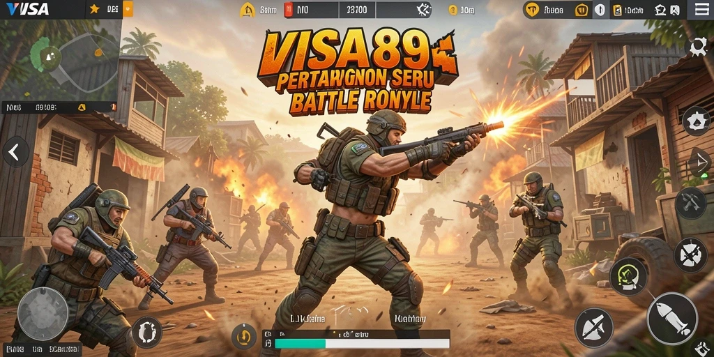 Tangkapan layar gameplay <strong>VISA89</strong> menunjukkan pertarungan intens antara pemain dalam arena Battle Royale.